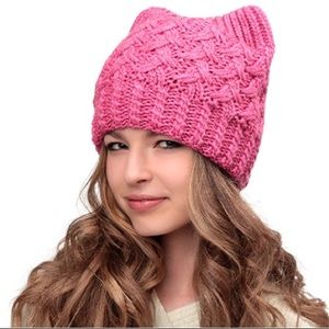 Pussy Hat Pink Knit Beanie